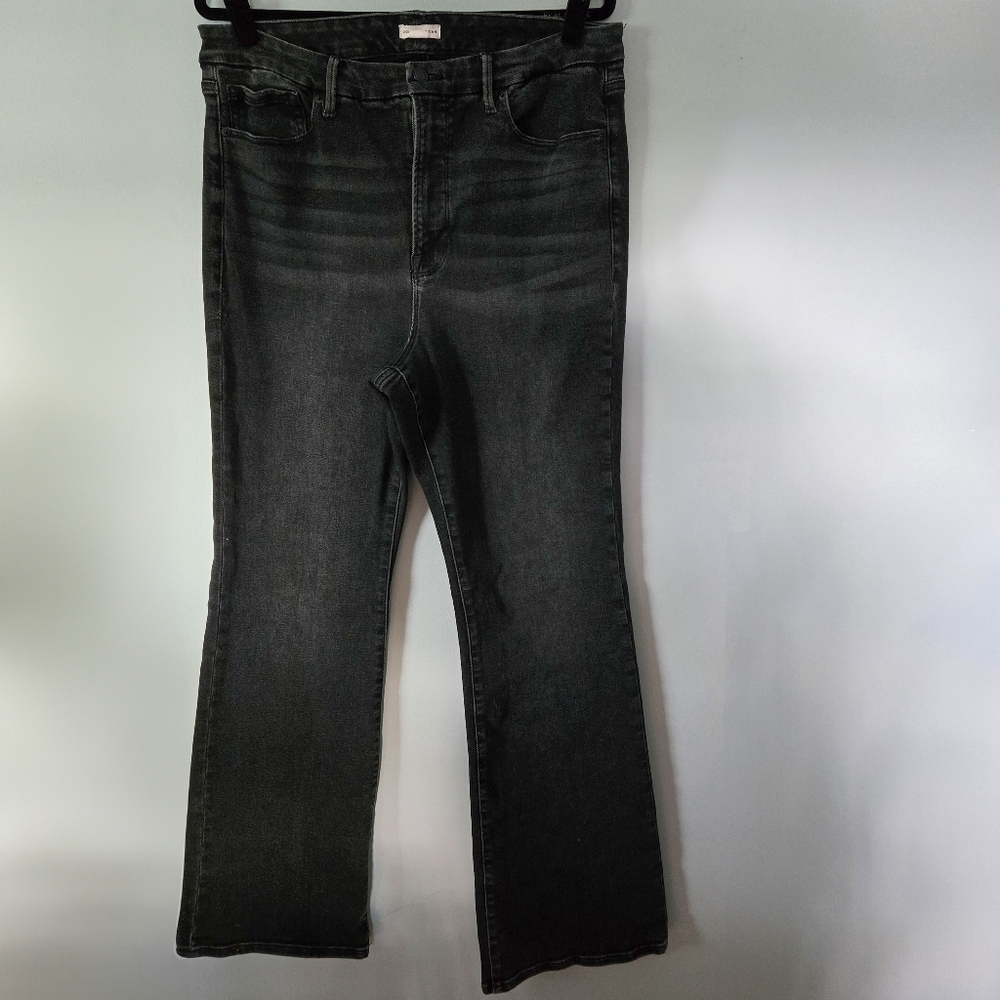 Good American Good Classic Black Bootcut Jeans Size 18